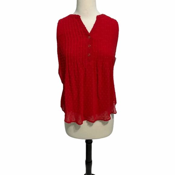 Charter Club Sleeveless Button Blouse Barn Red XS - Picture 2 of 13